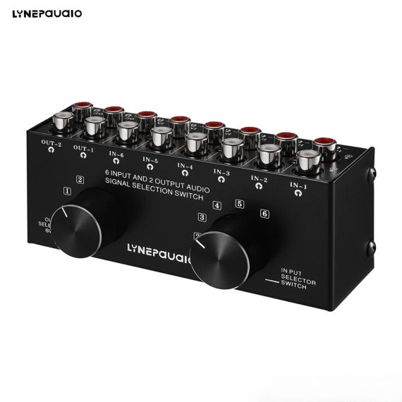Аудио свитч 6 входов 2 віхода Audio Switcher 6-In 2-Out 2-Way Selector Селекторный разветвитель H5E2Box Splitter H5E2 | Зображення 1