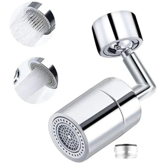 Насадка на кран Water для змішувача Металевий аератор поворотна головка на 720 градусів з 2 режимами вигнутий обертовий | Зображення 2