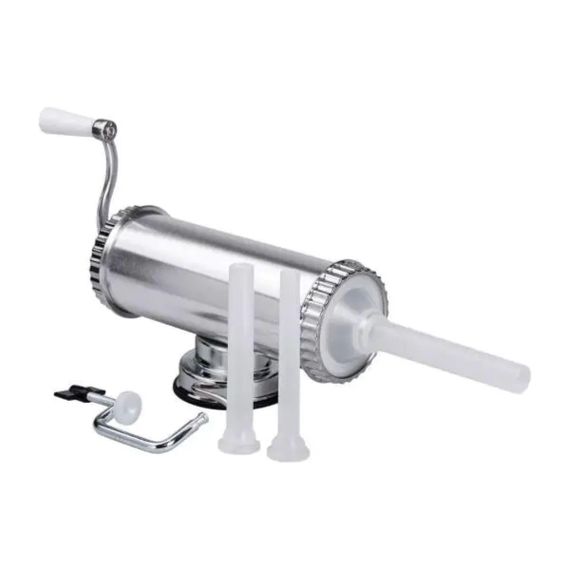 Шприц для ковбаси ручний 8×25 см горизонтальний ковбасний шприц 1,5 л для фаршу 3 насадки 16788-1 | Зображення 4