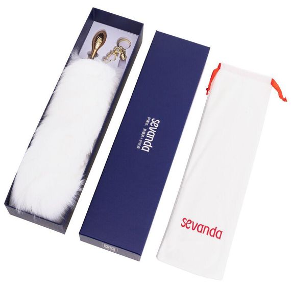 Металевий Анальна пробка Лисий хвіст LOCKINK SEVANDA White Fox-Tail Anal Pear-shape Plug Sex Aura | Зображення 7