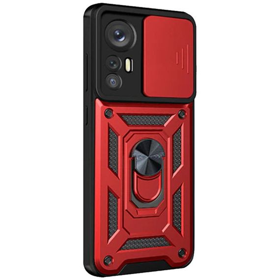 Ударостійкий чохол Camshield Serge Ring для Xiaomi 12T / 12T Pro TPU+PC, Шторка на камеру, Червоний | Зображення 2