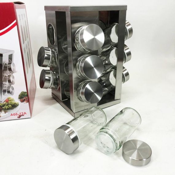 Набір ємностей для спецій на основі UNIQUE 12 в 1 Квадрат Органайзер для приправ, Стійка для спецій | Зображення 1