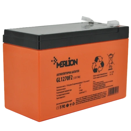 MERLION GL1270F2 7A•г 12В Свинцево-кислотна акумуляторна батарея