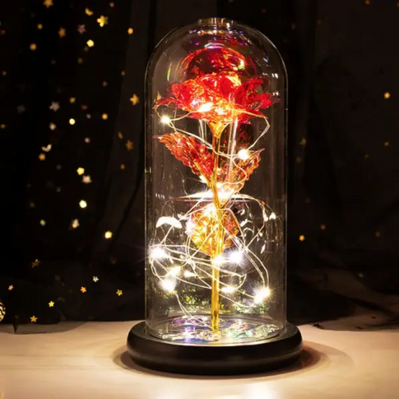 Декоративна троянда в скляній колбі, Вічна троянда з LED підсвічуванням   знижка | Зображення 5