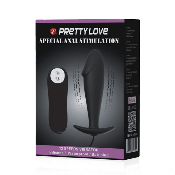 Анальная вибропробка Pretty Love с пультом, чёрная, 10 х 3 см sexstyle | Зображення 7
