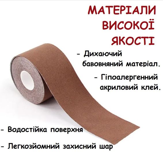 Кінезіо тейп для грудей Mighty-X Boob Tape 5 см х 5 м Чорний Кінезіотейп кинезиотеймп лента для груди | Зображення 3