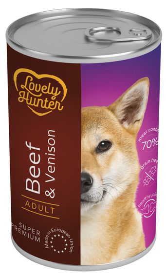 Корм Lovely Hunter Adult with Beef and Venison вологий з яловичиною та олениною для дорослих собак 800 гр