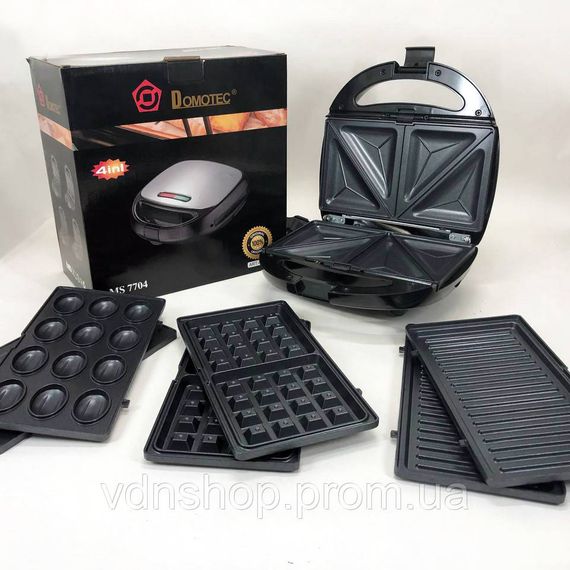 Сендвичница для горячих бутербродов Domotec MS-7704 1000 W, Электрический гриль для стола с прижимом LT-27 | Зображення 4