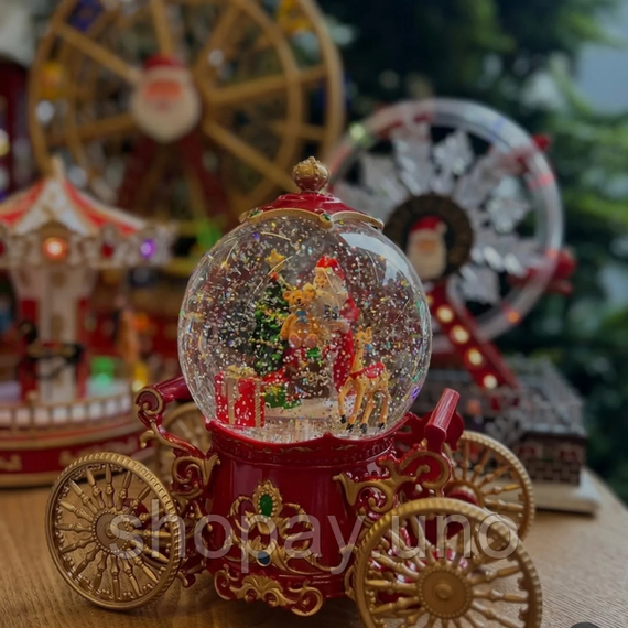 Снігова куля "Карета" з автопіддувом, LED та музикою (SH2501) | Зображення 2