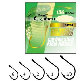 Крючки рыболовные Cobra Кобра HANNA серазмер 106NSB разм.001/0 10 шт в упаковке