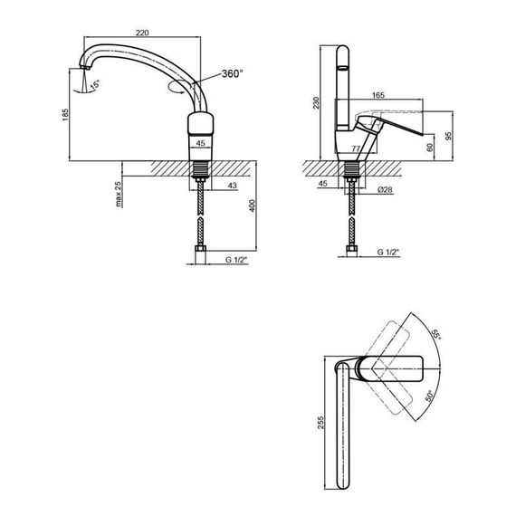 Смеситель для кухни Lidz Mars 008F (k40) LDMAR008FCRM34858 Chrome | Зображення 1