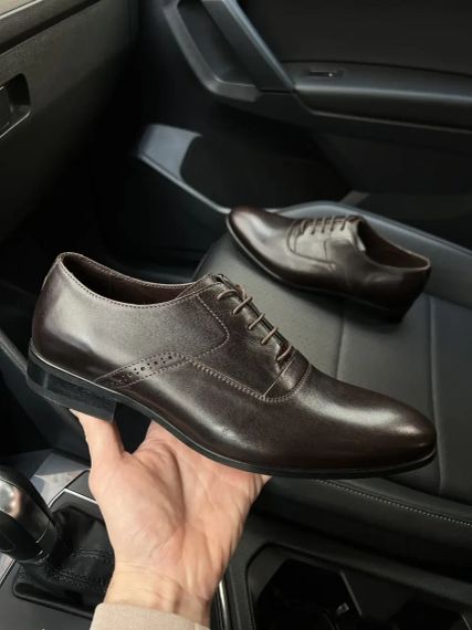 Коричневі шкіряні туфлі 42 розмір | Зображення 1