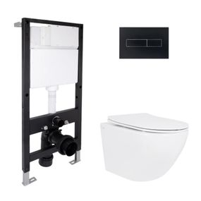 Готовое решение Qtap для ванной комнаты: подвесной унитаз Jay Rimless 485x360x320 + комплект инсталляции Standard (линейная