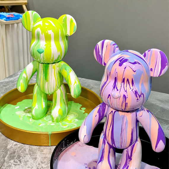 Флюидный мишка DIY Creative Fluid Bear с красками 3 шт / Набор раскраска для творчества медвежонок | Зображення 1
