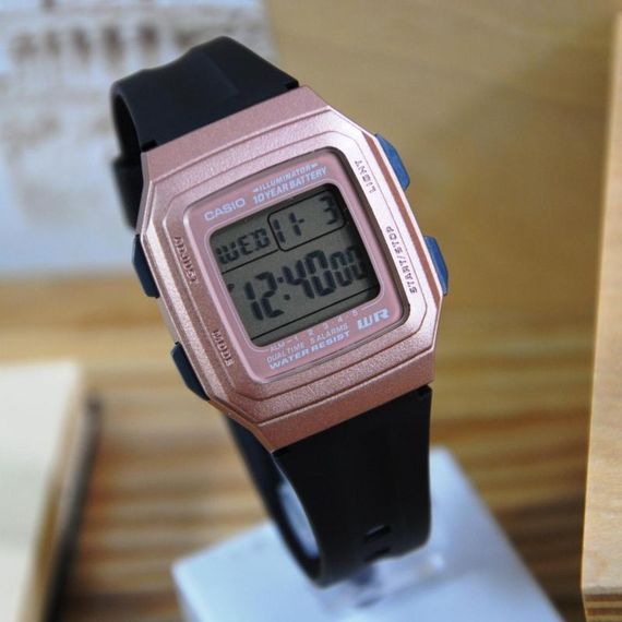 Стильные мужские часы наручные электронные розовые оригинал Casio Collection F-201WAM-5AVEF | Зображення 5