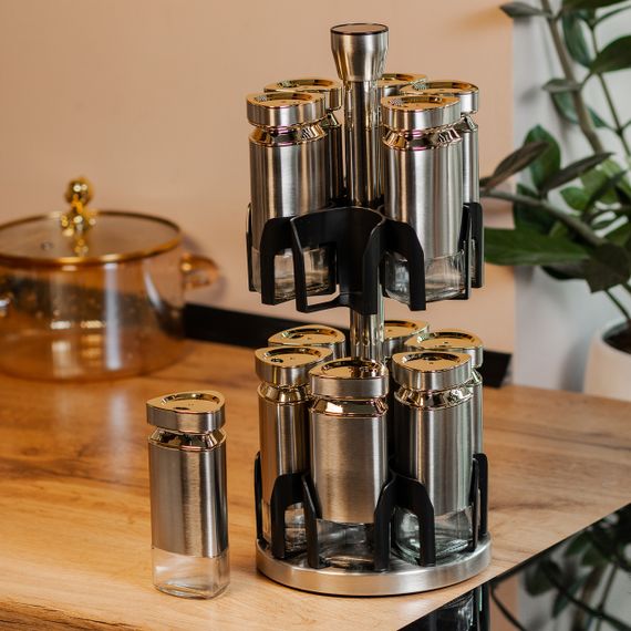 Набір баночок для спецій 12 шт. по 120 мл на підставці Карусель HP1327 | Зображення 4