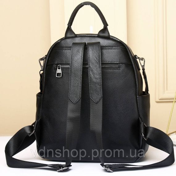 Стильна жіноча сумка міська на плечі 35х27х14, рюкзак з натуральної шкіри, чорний | Зображення 9