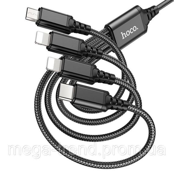 Кабель Hoco Combo 4-in-1 2lightning + Type-C + Micro USB Super charging cable X76 |1M, 2A| | Зображення 9