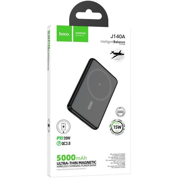 Портативний ЗП Power Bank Hoco J140A Tony ultra-thin PD20W з БЗП 5000 mAh Black | Зображення 3