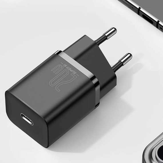 МЗП Baseus Super Si Quick Charger 20W (1USB-C) (CCSUP-B) Синій Чорний | Зображення 1