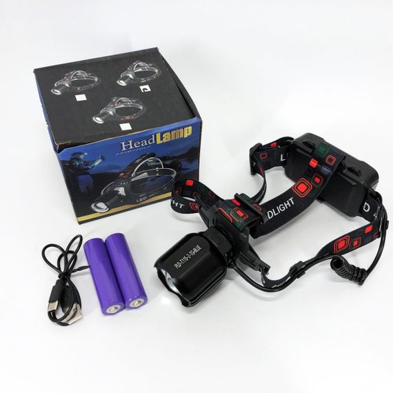 Ліхтар налобний PLD-T115-2PM10-TG (white+blue), Ліхтар акумуляторний для риболовлі, водонепроникний | Зображення 1