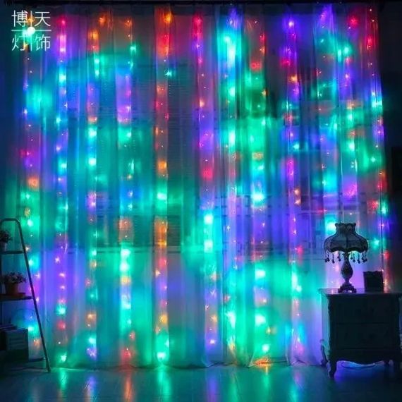 Світлодіодна гірлянда штора з пультом мультик 3х2 м від мережі 200 LED кімнатна гірлянда завіса на вікно | Зображення 3