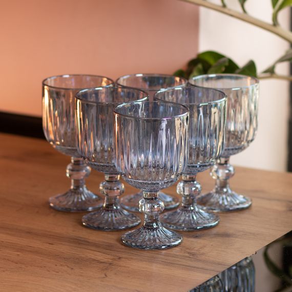 Набір келихів для вина 6 (шт) по 220 (мл) Блакитний HP-19-68 | Зображення 3