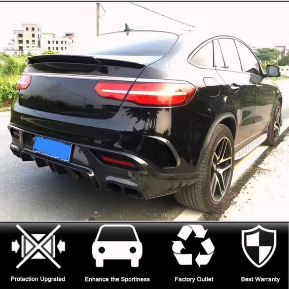 Накладки на задній бампер (для GLE 350/GLE450/GLE63 2019-2023, Карбон) для Mercedes GLE coupe C292 рр | Зображення 1