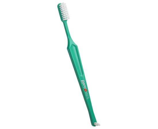 Зубна щітка середньої жорсткості paro® toothbrush M27L з монопучковою насадкою, зелена