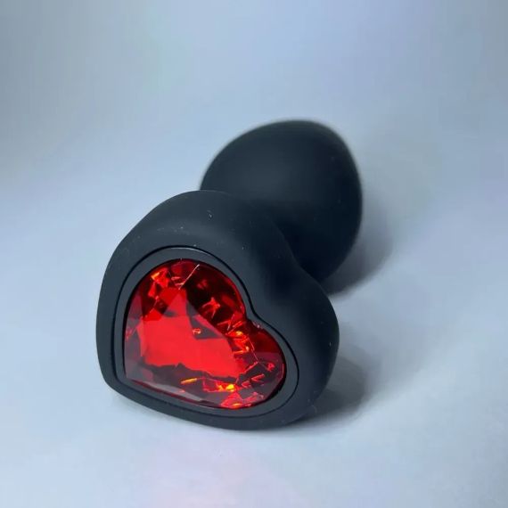 Анальная вибропробка с пультом Passion Play с красным камнем в форме сердца, 28 режимов, чёрная Sex Aura | Зображення 4