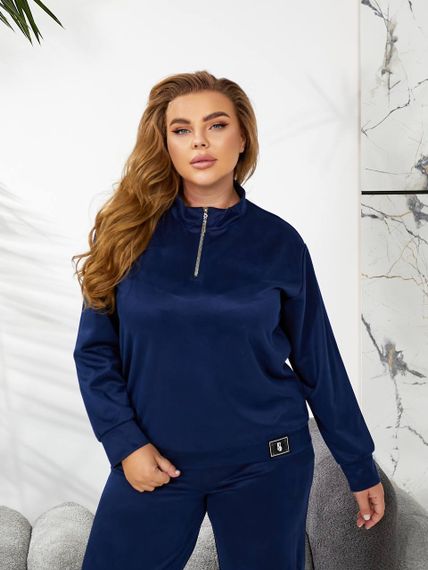Женский спортивный костюм весна-осень свитшот и джоггеры NB24049 цвет темно-синий, размер 50/52 | Зображення 5