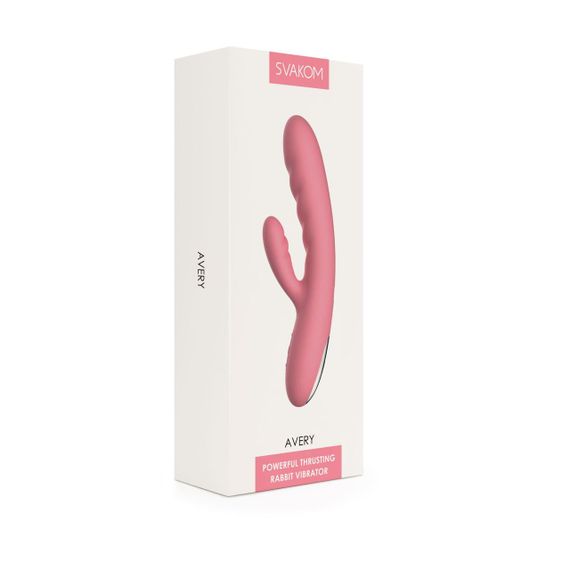 Вібратор-кролик Svakom Avery Strawberry Pink зі стовбуром, що рухається, рух вперед-назад Sex Aura | Зображення 7
