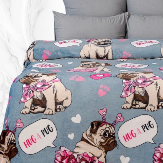 Плед фліс Солодкі мопси 150x200 см Love You | Зображення 3