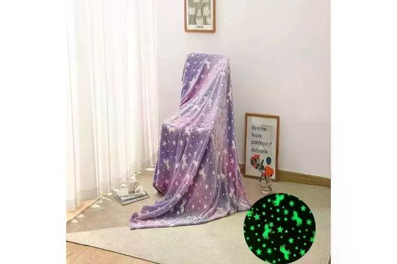 Детский плед Magic Blanket 150×120 см фиолетовый • Светящийся плед Magic Blanket 150×120 см со звездами и луной для сна и отдыха | Зображення 1
