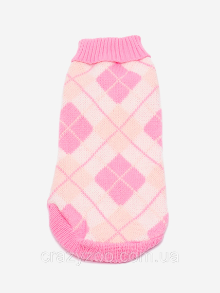 Светр для собак та котів EcoToys Diamond XL рожевий ромби A: 35 см B: 34 см C: 26 см 6963