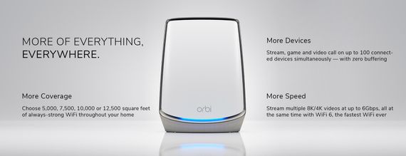 Система WiFi-Mesh NETGEAR Orbi RBK853 AX6000, 3мод, білий (RBK853-100EUS) | Зображення 6