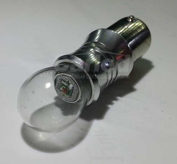 Светодиодная автолампа 1157 - P21/5W - BAU15d, 5W (220Lm)  CREE-A5 двухконтактная красная | Зображення 1