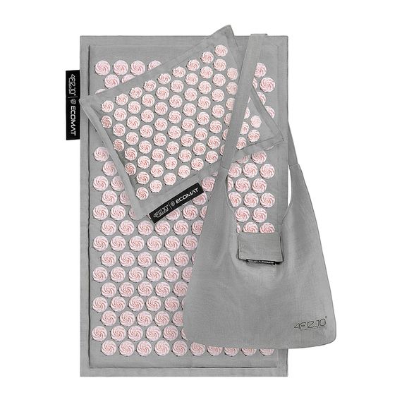 Килимок акупунктурний 4FIZJO Eco Mat Аплікатор Кузнєцова з подушкою 68 x 42 см Grey/Pink 4FJ0228 (P-5907739312174) | Зображення 1
