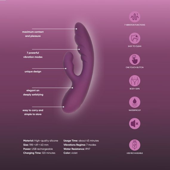 Вібратор-кролик Sweet Em, бордовий sexstyle | Зображення 6