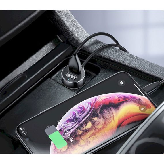 АЗУ 2USB Baseus High Efficiency + Two Cigarette Lighter (3.1A) (CRDYQ-01) Black | Зображення 3