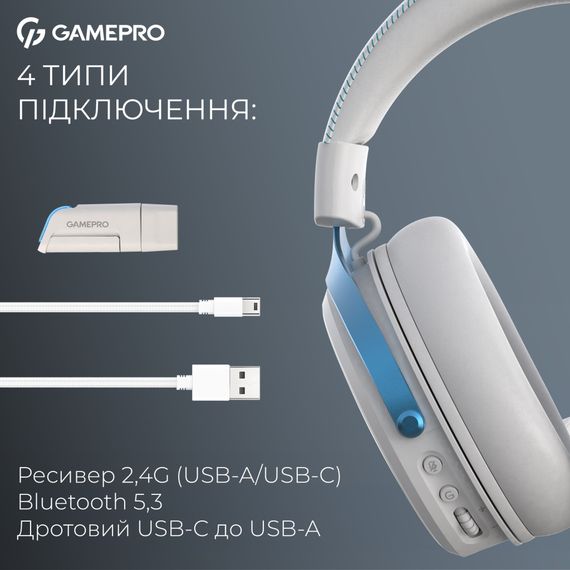 Навушники GamePro Asgard Skadi Wireless White/Blue (HSW191WB) | Зображення 5
