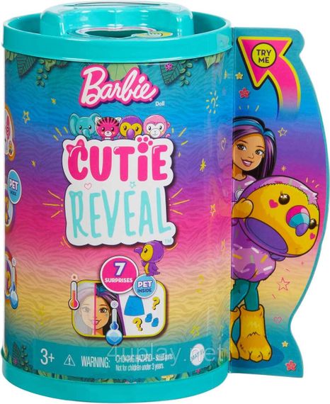 Лялька-сюрприз Barbie Cutie Reveal Chelsea Toucan Plush Челсі в костюмі, Тукан Барбі Милашка проявляшка | Зображення 1