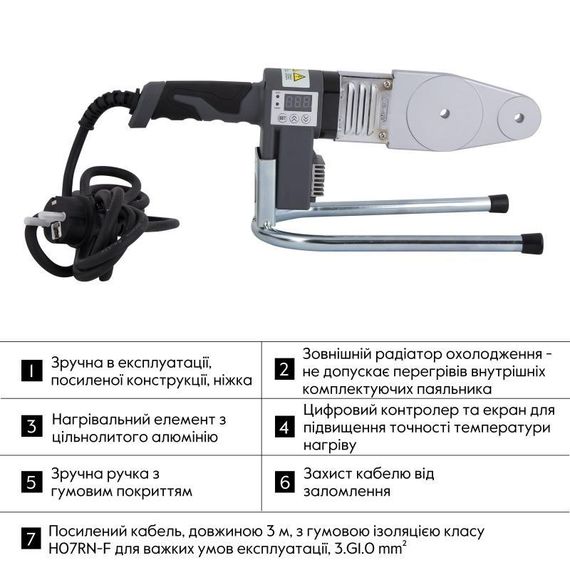 Паяльник для пластикових труб Thermo Alliance PRO-101 Ø 20-32 (автоматичний з дисплеєм, 600 W) | Зображення 3