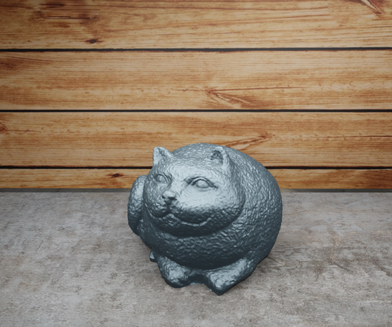 Статуэтка  толстый кот (Fat Cat) 100, Серый металлик | Зображення 1