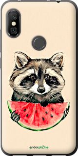 Чохол на Xiaomi Redmi Note 6 Pro Єнотик з кавуном "4605u-1551-2448"