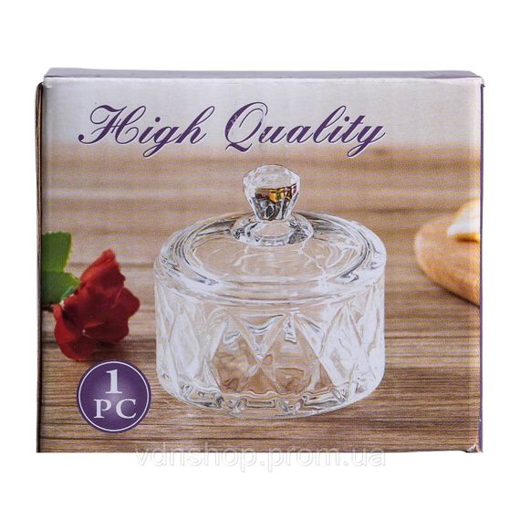 Цукерниця з кришкою Ø 6.5 см ваза цукерниця кругла скляна HP-YH-28 | Зображення 4