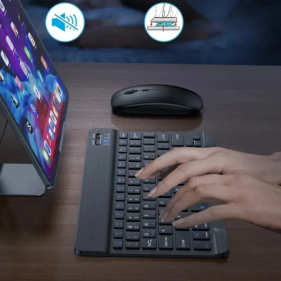 Клавіатура для планшета / Бездротова Bluetooth клавіатура з мишкою BT Combo / Набір 2в1 клавіатура + мишка | Зображення 5
