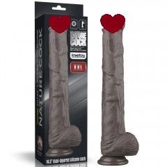 Фалоімітатор - Dual Layered Bendable Silicone Cock XXL 14.5'' Black Sex Aura