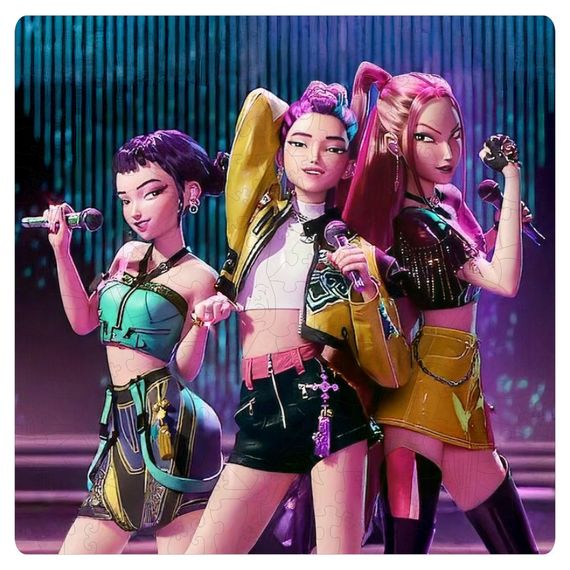 Фигурный пазл из дерева "Кейпоп охотники на демонов" PZ007-A3C-AC 180-250 деталей, размер А3