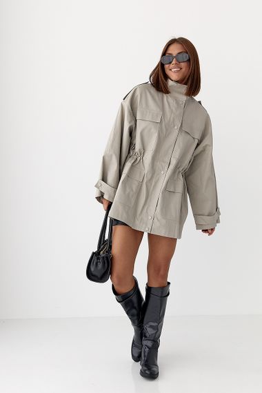 Подовжена жіноча вітрова куртка - світло-сірий цвет, S (є розміри) | Зображення 2